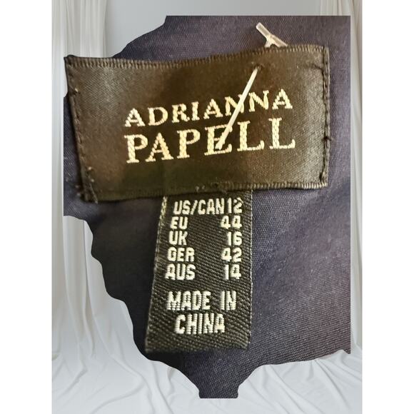 Adrianna Papell Navy Tiered Sheath Dress Size 12 Sleeveless Classic Cocktail - Picture 9 of 10